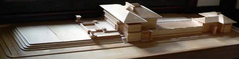 A wooden model of the Westcott House that I found in the a back room of the gift shop