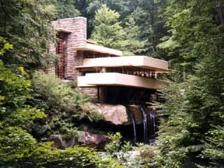 The most popular view of Fallingwater
